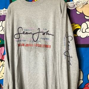 Sean John Co. shiny graphic long sleeve gray shirt